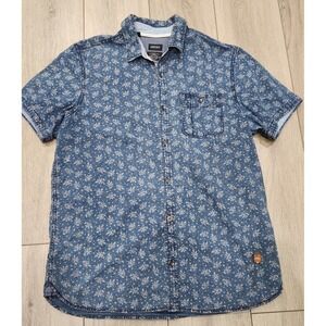 Buffalo David Bitton‎ Mens Short Sleeve Button Up Shirt Blue Floral Print Size S